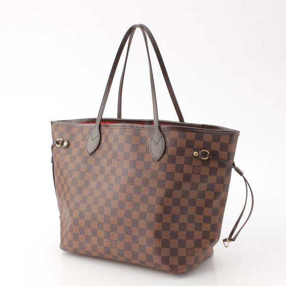 Louis Vuitton MM Brown Tote Leather Neverfull Damier - Picture 1 of 9